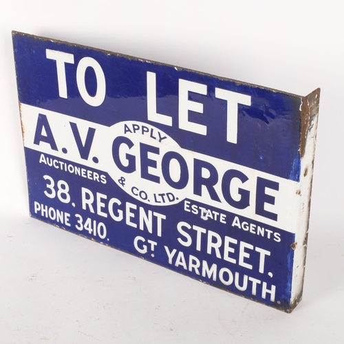 74 - A Victorian blue and white enamel double-sided sign 