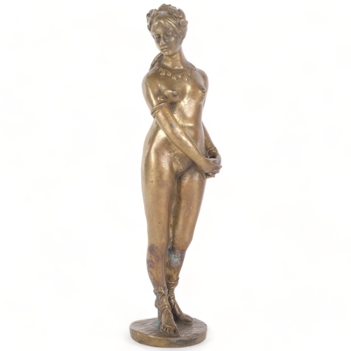 502 - A Vintage heavy brass nude figure of a young lady, 25.5cm