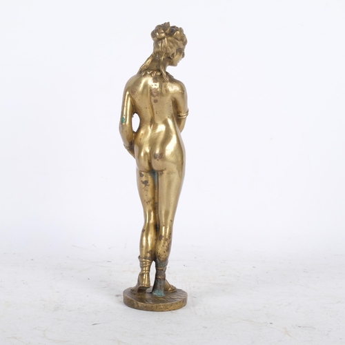 502 - A Vintage heavy brass nude figure of a young lady, 25.5cm