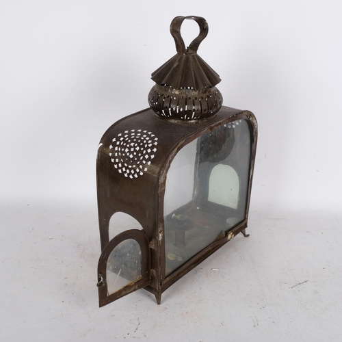 538 - Antique style metal candle lantern, H50cm