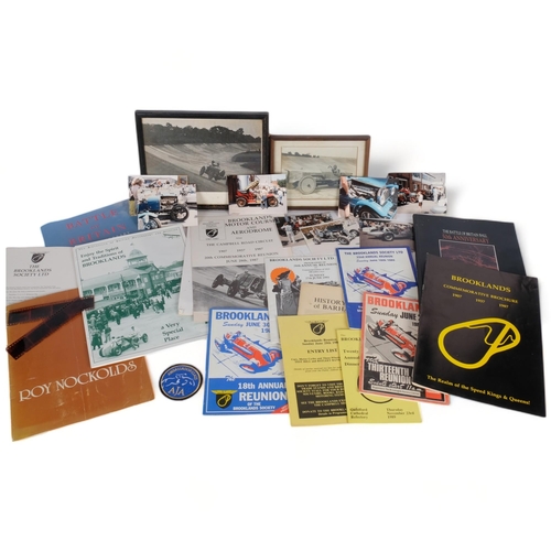 541 - Ephemera relating to Brooklands motor course, Battle of Britain ephemera, and 2 early framed photogr... 