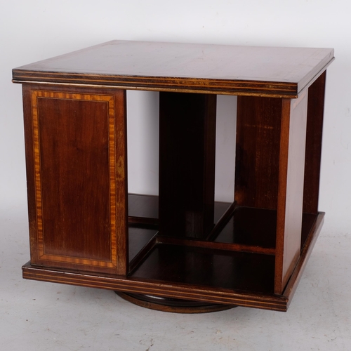 542 - An inlaid mahogany revolving bookcase, 35.5cm across