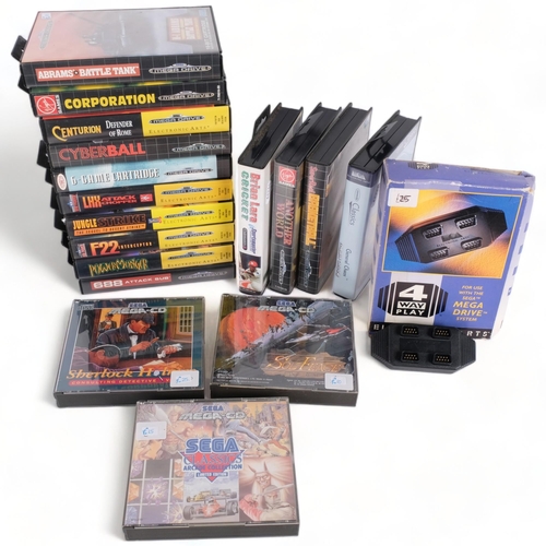 619 - A quantity of Sega Mega Drive console computer games, titles include Brian Lara Cricket, Airforce F2... 