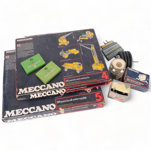 650 - MECCANO - a boxed Meccano set no. 5, appears complete, a boxed Meccano set no. 4, appears near compl... 