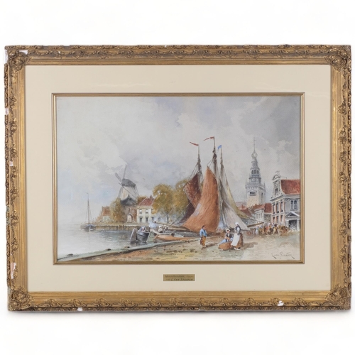 661 - Louis Van Staaten (1836 - 1909), Monnihendam Holland, watercolour, signed, 36cm x 55cm, framed