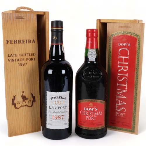 681 - Dow's Port, boxed, and Ferreira boxed late bottled Vintage Port 1987