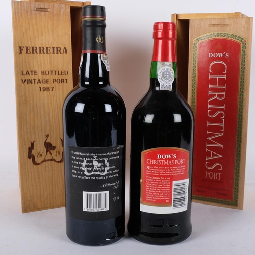 681 - Dow's Port, boxed, and Ferreira boxed late bottled Vintage Port 1987