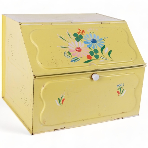 686 - A Vintage Continental painted metal kitchen storage cabinet, with 2 sections, 35cm across