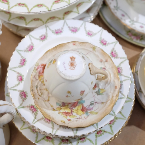 691 - A group of Antique china, to include various serving plates, cups, saucers etc, such makers as Aynsl... 