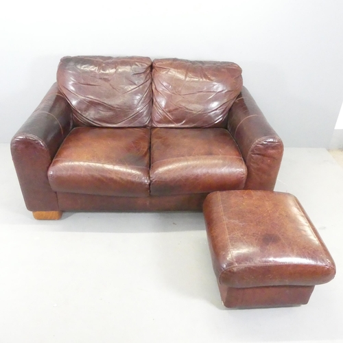 2669 - SOFITALIA INTERNATIONAL - a leather upholstered two-seater sofa, 150x80x96, seat 107x45x52cm, with m... 