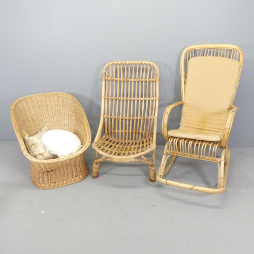 2671 - 3 various wicker chairs.