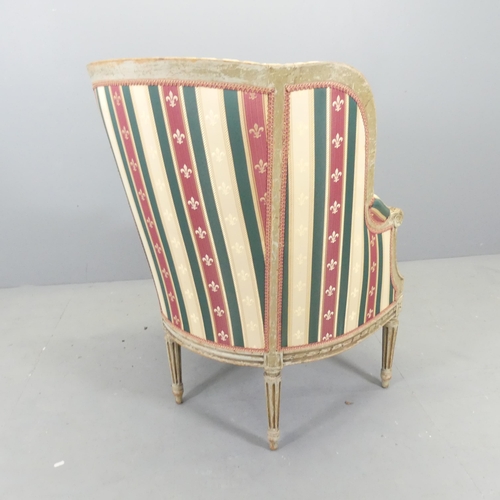 2674 - A French upholstered salon armchair.