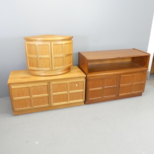 2705 - Nathan Furniture - A mid-century teak sideboard, 102x75x45cm, another low cabinet and a corner cabin... 