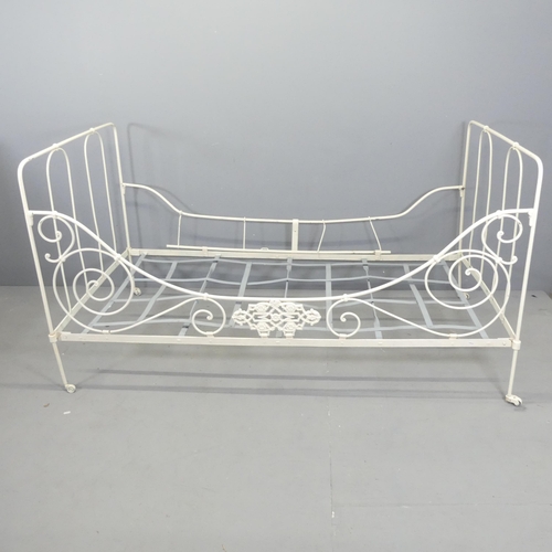 2709 - A continental folding metal framed daybed. Overall 180x97x97cm.