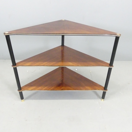 2719 - A mid-century style three-tier corner shelf. 79x75x41cm.