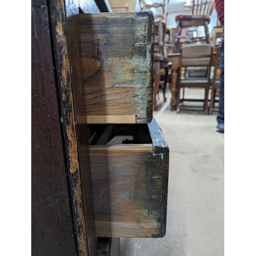 2183 - An antique painted pine side-by-side chest of six drawers. 141x74x51cm.