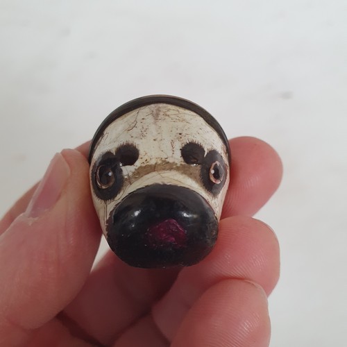 883 - A Staffordshire enamel novelty Pug dog head, 