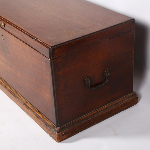 256 - A George IV mahogany document box with sectioned interior and brass fittings, height 45cm, 90 x 47cm