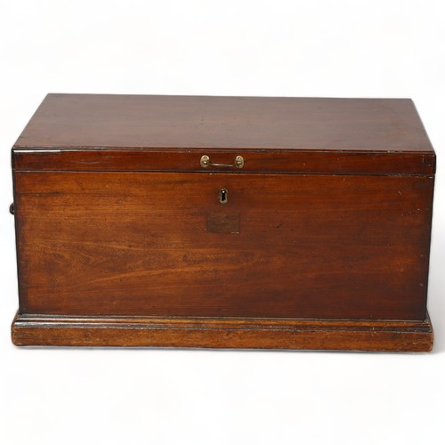 256 - A George IV mahogany document box with sectioned interior and brass fittings, height 45cm, 90 x 47cm