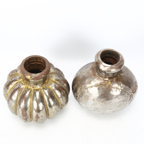 104 - Two antique Indian silvered brass vessels, tallest 16cm