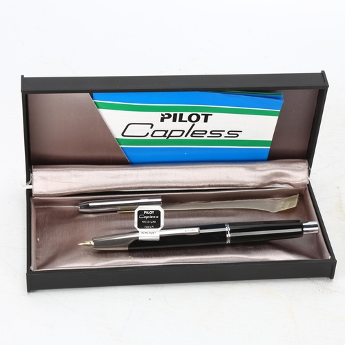 108 - A Pilot, Capless fountain pen, black lacquer with 14ct gold nib, also marked A396, with original lab... 