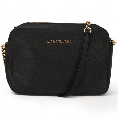 120 - A Michael Kors black leather cross-shoulder bag, with dust cover height 17cm, length 25cm