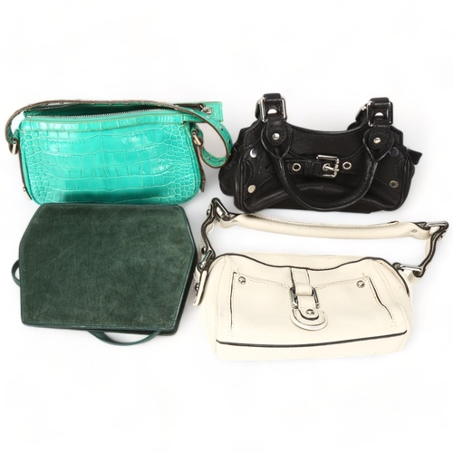 128 - 4 small ladies designer handbags, including Green leather Versace bag with key ring and dust cover, ... 