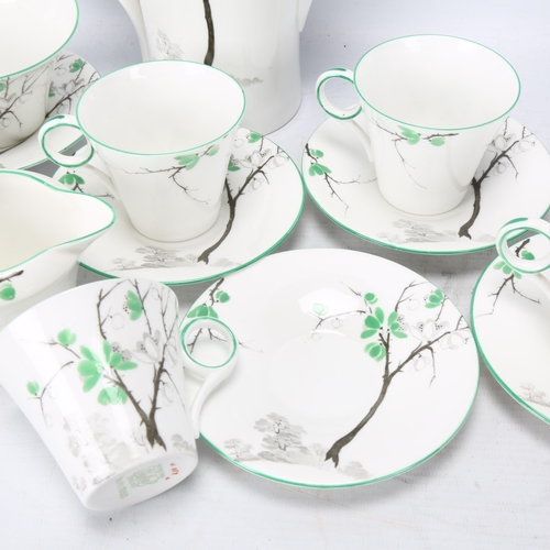 138 - Shelley Regent Gorse Green pattern coffee service for 5 people, registered no. 781613