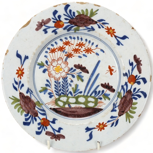 141 - Delft polychrome pottery plate, diameter 23cm