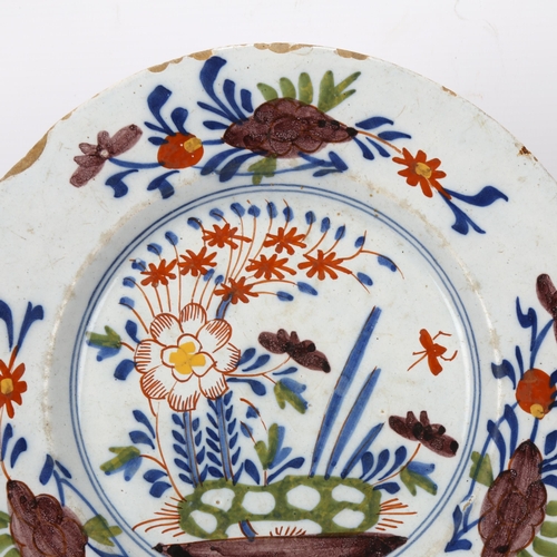 141 - Delft polychrome pottery plate, diameter 23cm