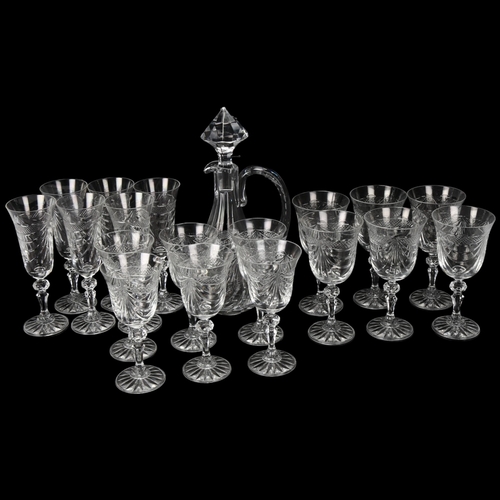 142 - Crystallerie De Lorraine, suite of Ludovic pattern red wine, white wine, and Champagne glasses for 6... 