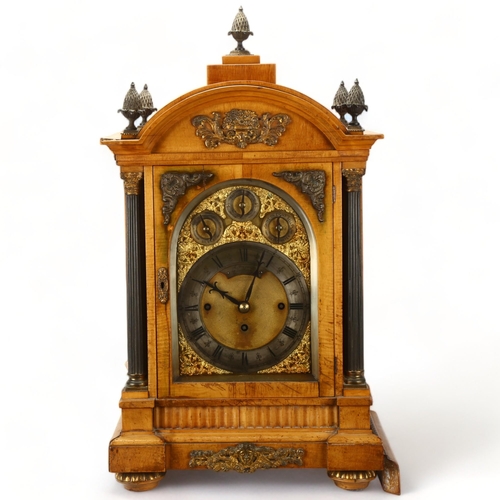 150 - A large and impressive 19th century satinwood-cased dome-top mantel clock, by A Ingram of Wood Green... 