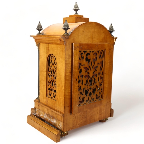 150 - A large and impressive 19th century satinwood-cased dome-top mantel clock, by A Ingram of Wood Green... 