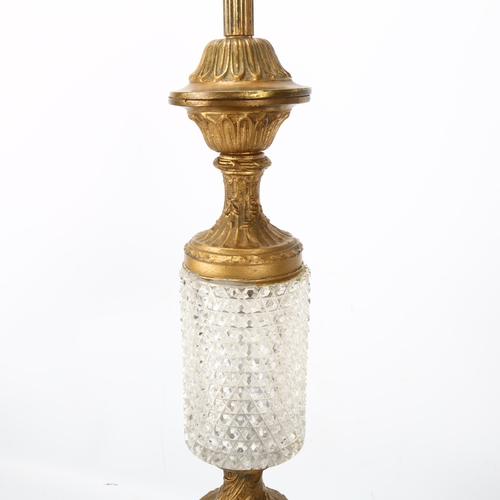 151 - A red marble gilt-bronze and cut-glass table lamp, early to mid-20th century, overall height 53cm