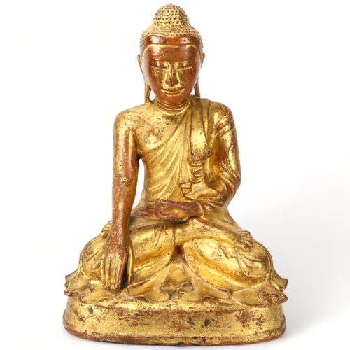 163 - A Burmese 19th century gilt-bronze seated Buddha, height 42cm