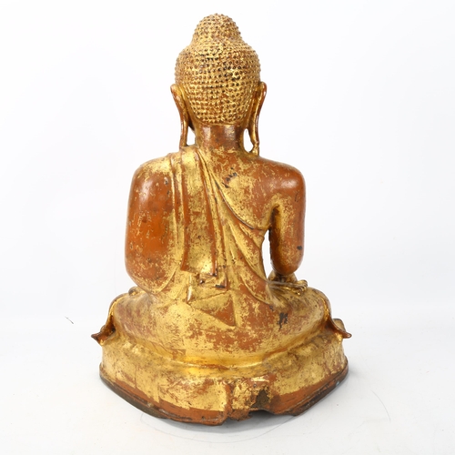 163 - A Burmese 19th century gilt-bronze seated Buddha, height 42cm