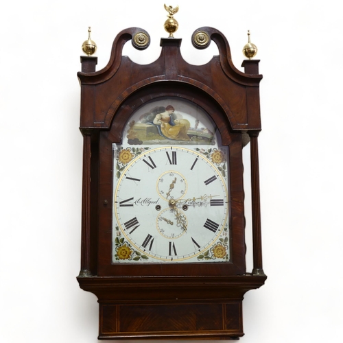 169 - Early 19th century oak and mahogany 8-day longcase clock, with painted dial by A Allgood of Ledbury,... 