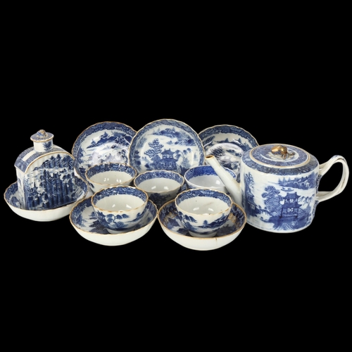 187 - A group of Chinese porcelain items, including a tea caddy and cover, height 12.5cm, a teapot with cr... 