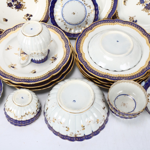 189 - A group of English blue and gilt porcelain, including 10 Spode side plates, diameter 20.5cm, 4 Worce... 