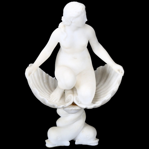 194 - Carved alabaster sculpture, the Birth of Venus, height 23cm