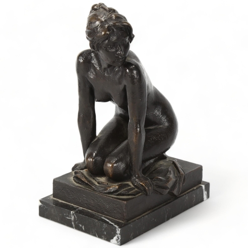 197 - Francois Ventallo, a bronze scuplture of a nude woman on marble plinth, signed and numbered 263/376,... 