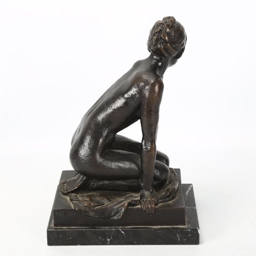 197 - Francois Ventallo, a bronze scuplture of a nude woman on marble plinth, signed and numbered 263/376,... 