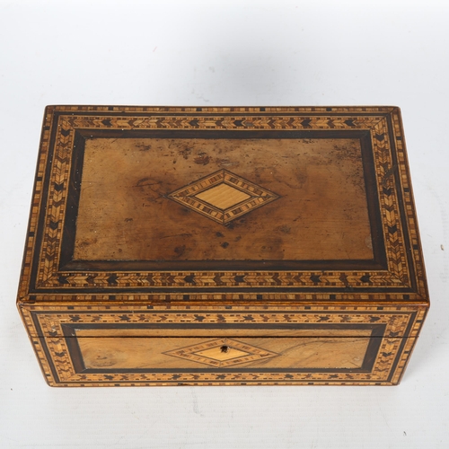 20 - A 19th century Tunbridge Ware box with banded detail, 22 x 14cm, height 10.5cm