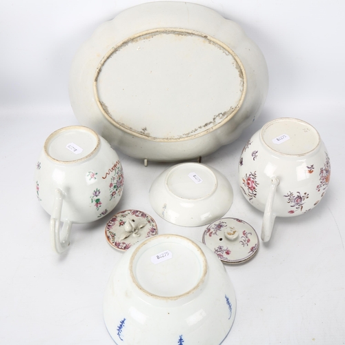 202 - A group of early English porcelain, including 2 Newhall teapots