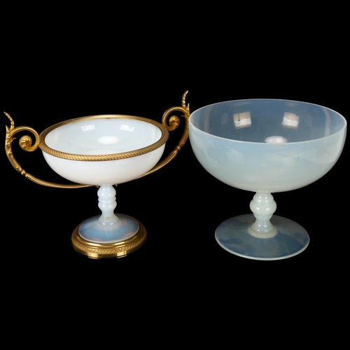 203 - A large Victorian opalescent glass table centre bowl, diameter 24.5cm, and an opalescent glass and a... 