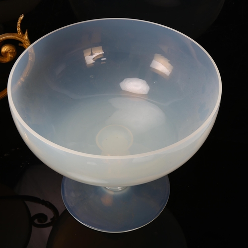 203 - A large Victorian opalescent glass table centre bowl, diameter 24.5cm, and an opalescent glass and a... 