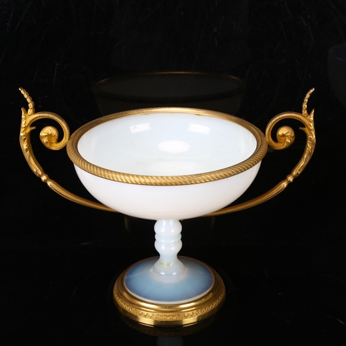 203 - A large Victorian opalescent glass table centre bowl, diameter 24.5cm, and an opalescent glass and a... 