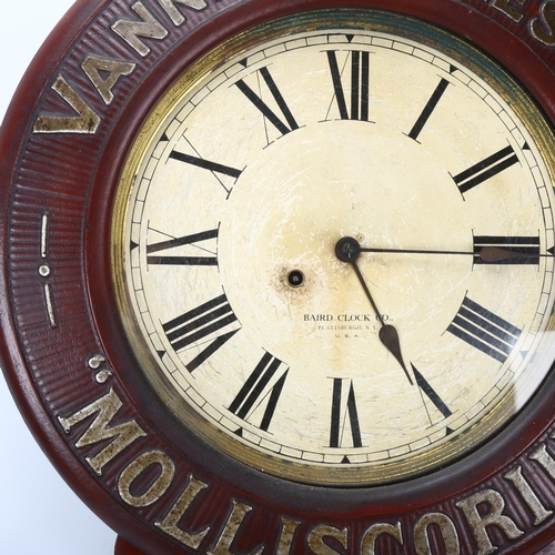 206 - An American 19th century advertising wall clock, Vanner & Prest's Molliscorium Compo Embrocation, by... 