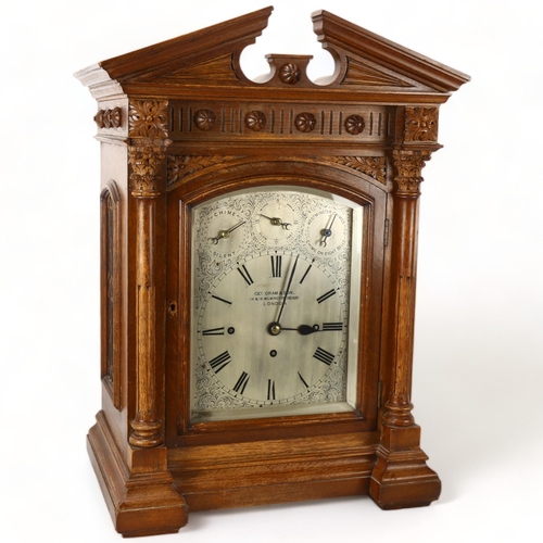 207 - Impressive Victorian architectural oak-cased fusee 8-day bracket clock, by Georg Oram of London, car... 