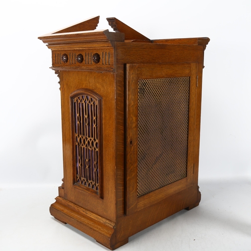 207 - Impressive Victorian architectural oak-cased fusee 8-day bracket clock, by Georg Oram of London, car... 